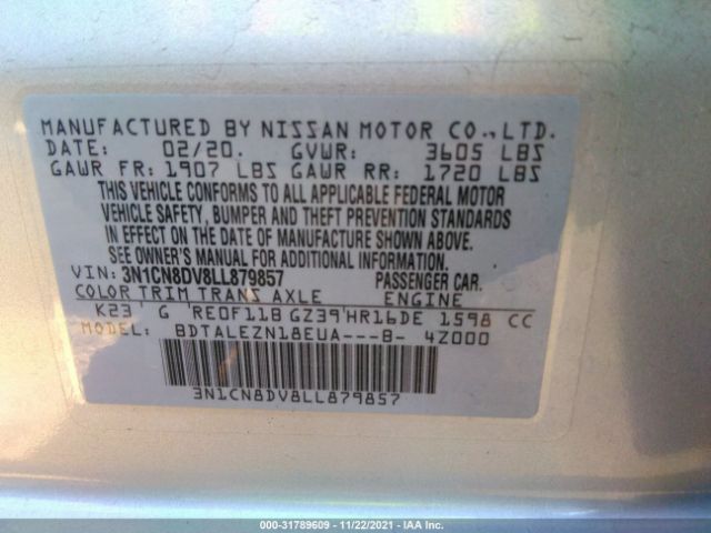 Photo 8 VIN: 3N1CN8DV8LL879857 - NISSAN VERSA 