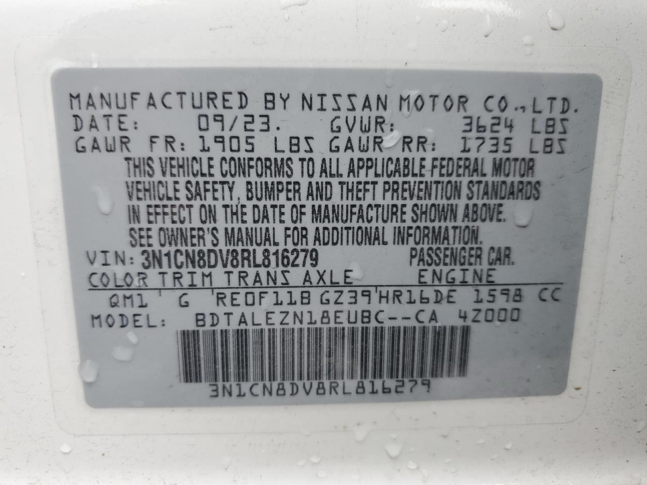 Photo 12 VIN: 3N1CN8DV8RL816279 - NISSAN VERSA 