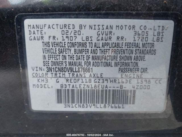 Photo 8 VIN: 3N1CN8DV9LL876661 - NISSAN VERSA 