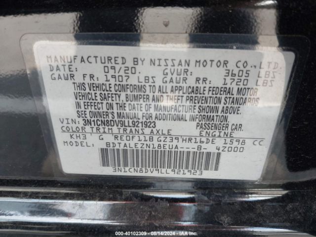 Photo 8 VIN: 3N1CN8DV9LL921923 - NISSAN VERSA 