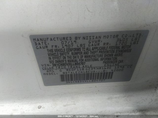 Photo 8 VIN: 3N1CN8DVXLL804707 - NISSAN VERSA 