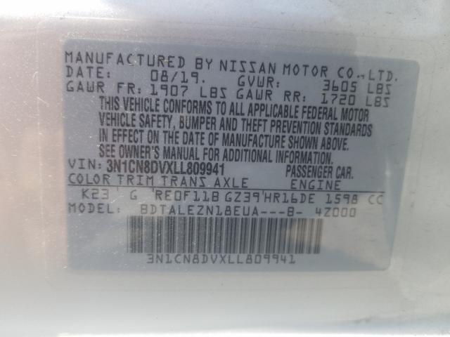 Photo 9 VIN: 3N1CN8DVXLL809941 - NISSAN VERSA S 