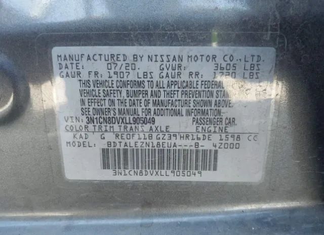 Photo 8 VIN: 3N1CN8DVXLL905049 - NISSAN VERSA 