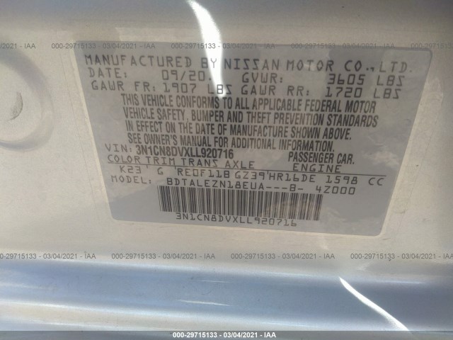 Photo 8 VIN: 3N1CN8DVXLL920716 - NISSAN VERSA 