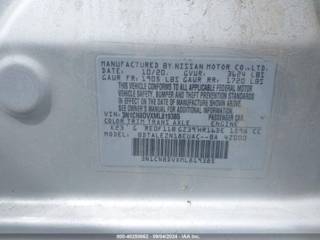 Photo 8 VIN: 3N1CN8DVXML819385 - NISSAN VERSA 