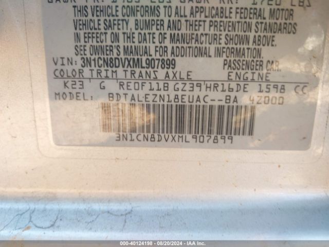 Photo 8 VIN: 3N1CN8DVXML907899 - NISSAN VERSA 