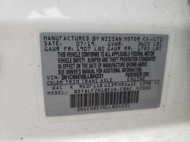 Photo 9 VIN: 3N1CN8EV0LL804231 - NISSAN VERSA SV 