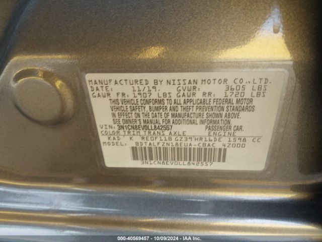 Photo 8 VIN: 3N1CN8EV0LL842557 - NISSAN VERSA 