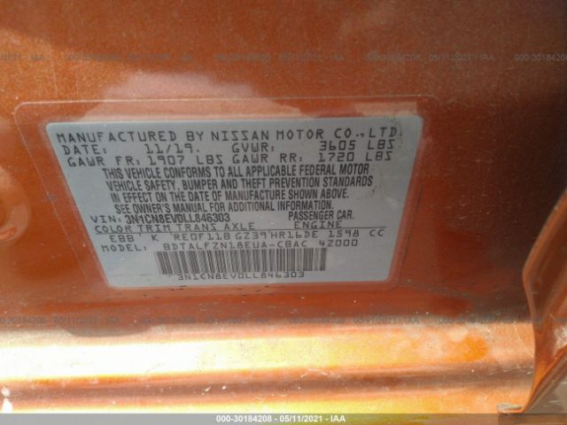 Photo 8 VIN: 3N1CN8EV0LL846303 - NISSAN VERSA 