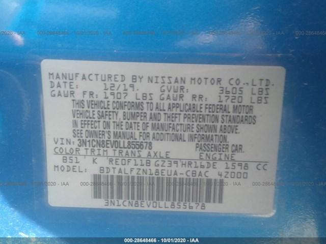 Photo 8 VIN: 3N1CN8EV0LL855678 - NISSAN VERSA 