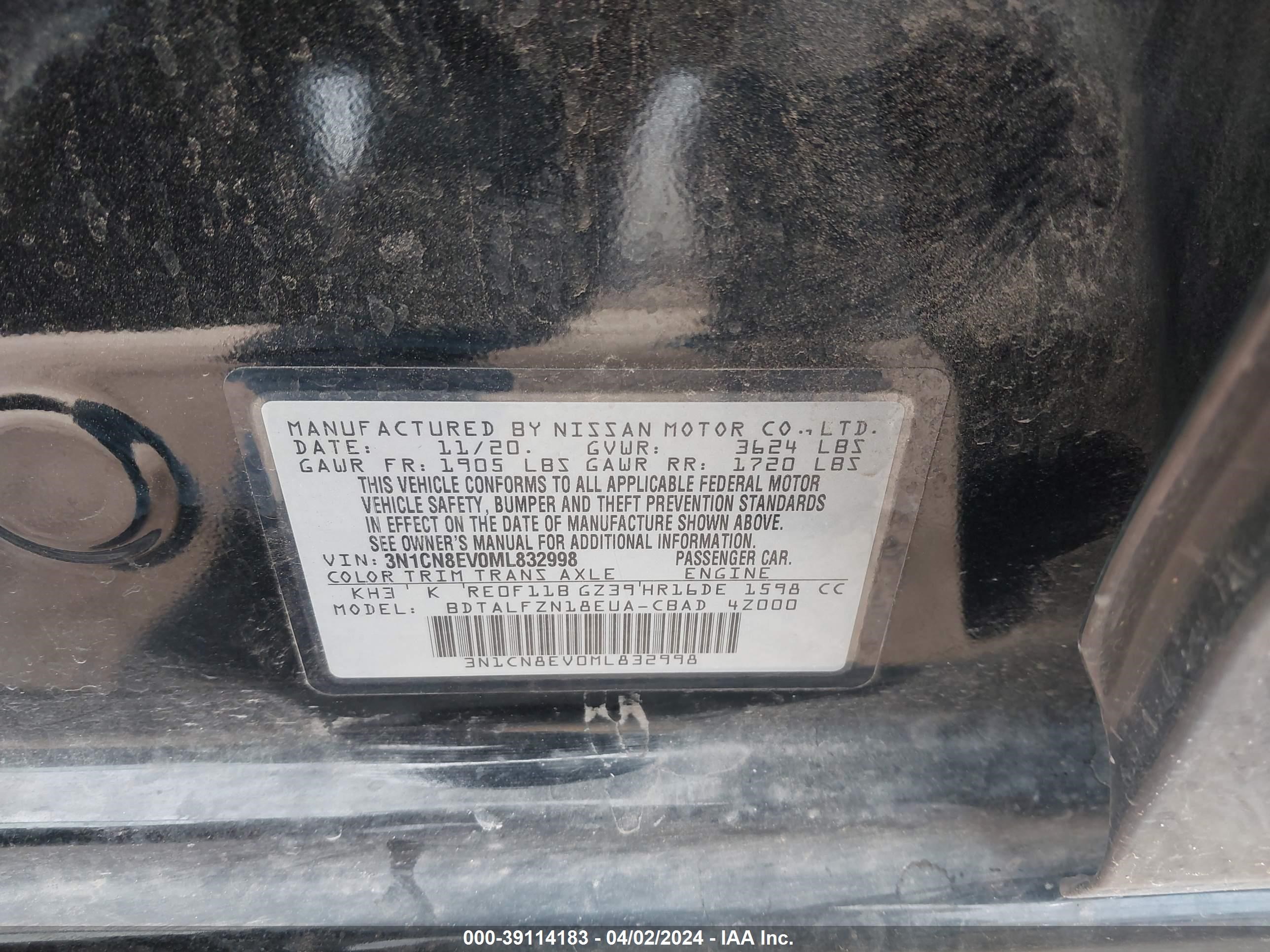 Photo 8 VIN: 3N1CN8EV0ML832998 - NISSAN VERSA 