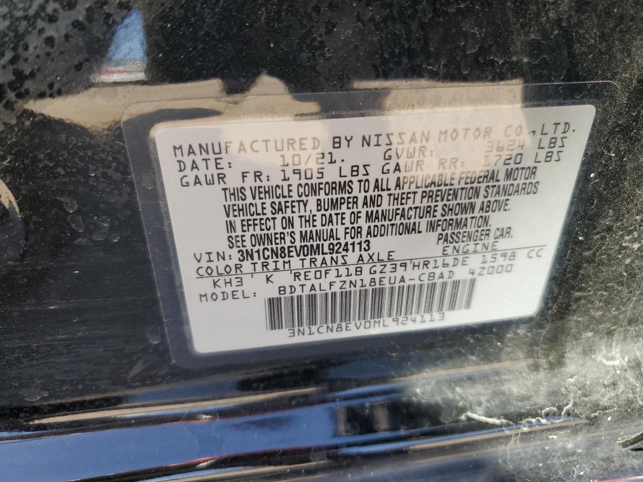 Photo 12 VIN: 3N1CN8EV0ML924113 - NISSAN VERSA 