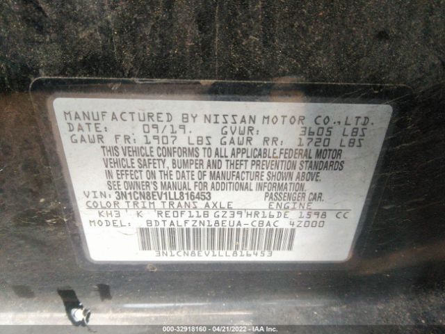 Photo 8 VIN: 3N1CN8EV1LL816453 - NISSAN VERSA 