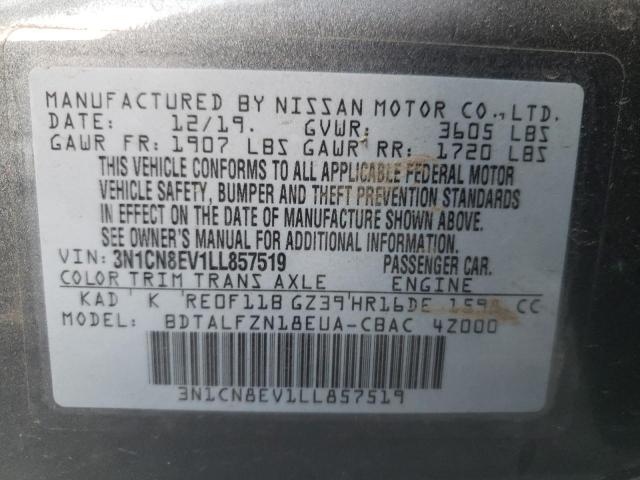 Photo 11 VIN: 3N1CN8EV1LL857519 - NISSAN VERSA SV 