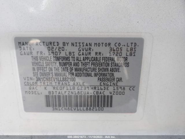 Photo 8 VIN: 3N1CN8EV1LL882100 - NISSAN VERSA 