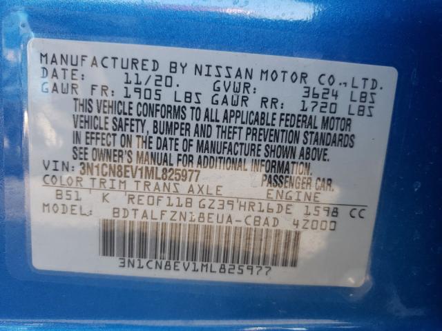 Photo 9 VIN: 3N1CN8EV1ML825977 - NISSAN VERSA SV 