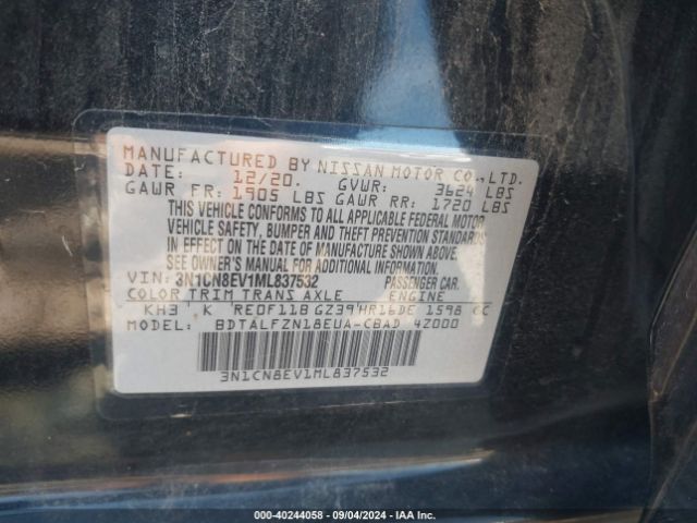 Photo 8 VIN: 3N1CN8EV1ML837532 - NISSAN VERSA 