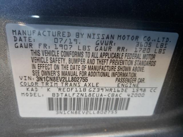 Photo 9 VIN: 3N1CN8EV2LL802755 - NISSAN VERSA SV 