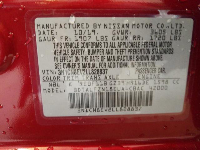 Photo 9 VIN: 3N1CN8EV2LL828837 - NISSAN VERSA SV 