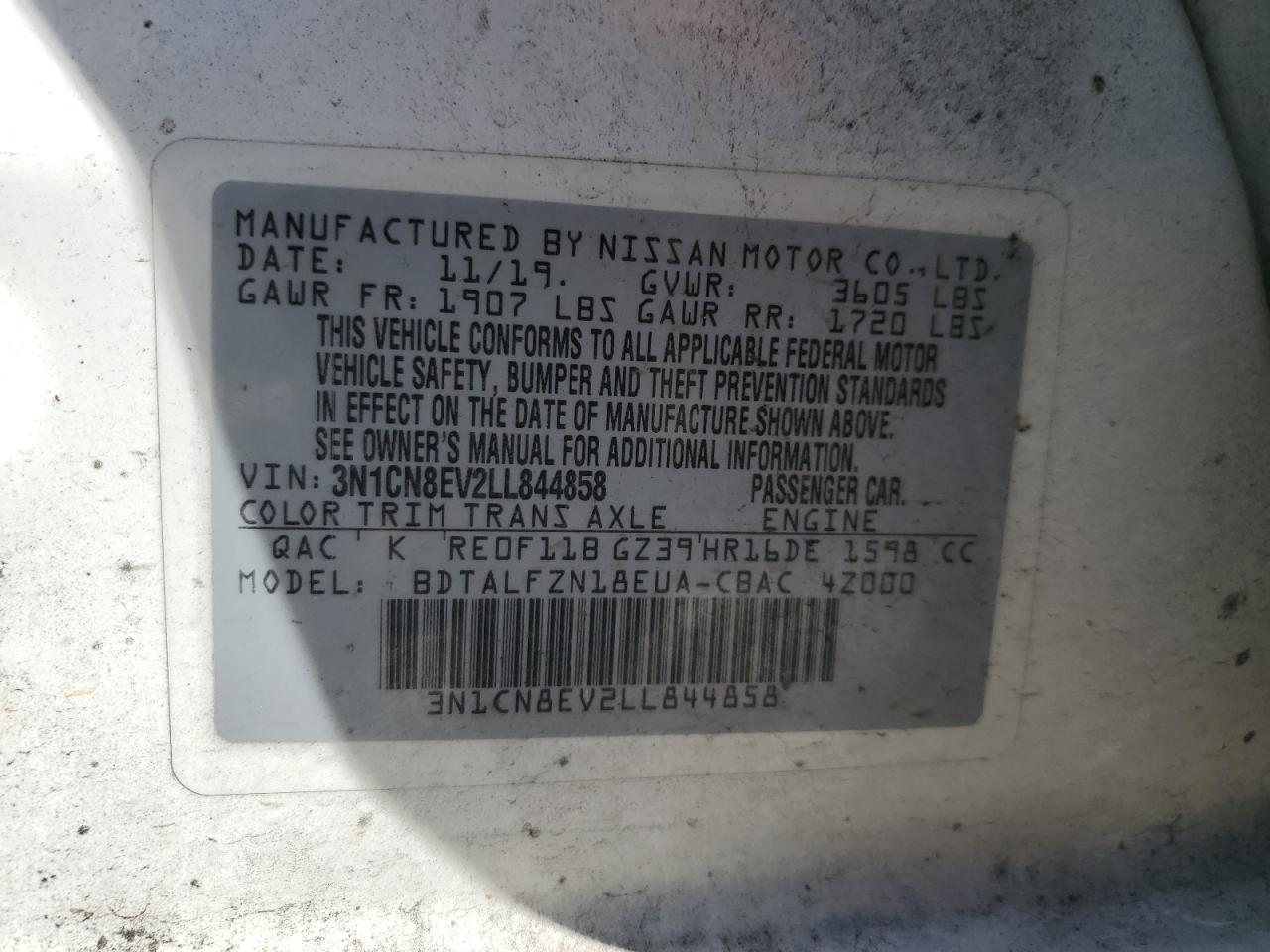 Photo 11 VIN: 3N1CN8EV2LL844858 - NISSAN VERSA 