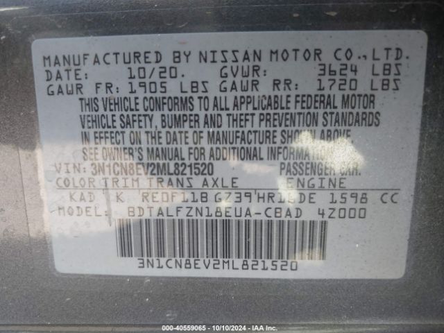 Photo 8 VIN: 3N1CN8EV2ML821520 - NISSAN VERSA 