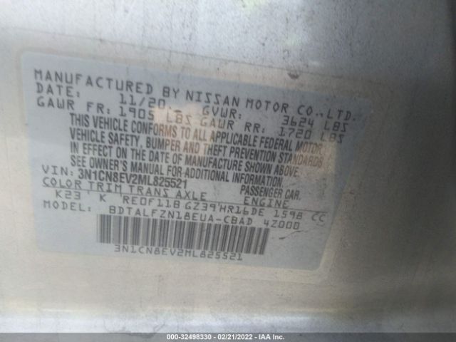 Photo 8 VIN: 3N1CN8EV2ML825521 - NISSAN VERSA 