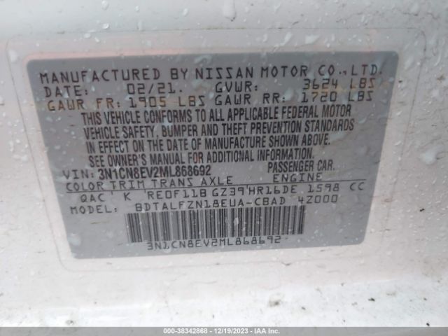 Photo 8 VIN: 3N1CN8EV2ML868692 - NISSAN VERSA 