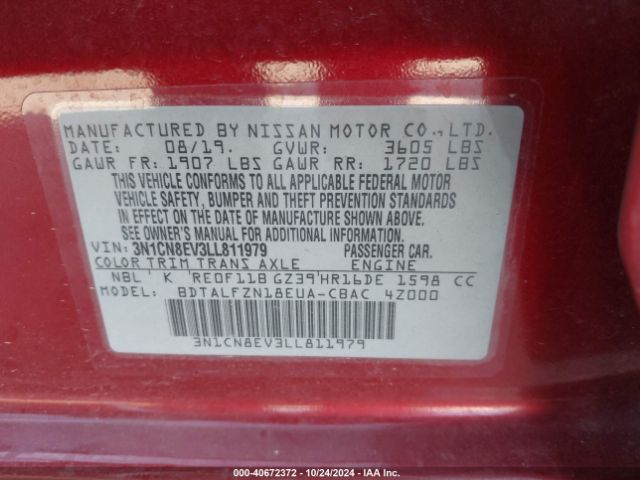 Photo 8 VIN: 3N1CN8EV3LL811979 - NISSAN VERSA 