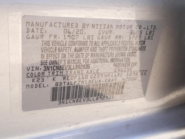 Photo 9 VIN: 3N1CN8EV3LL892935 - NISSAN VERSA SV 