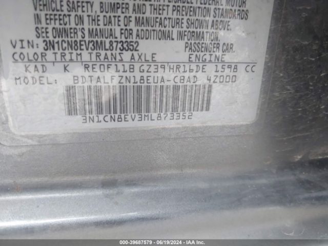 Photo 8 VIN: 3N1CN8EV3ML873352 - NISSAN VERSA 