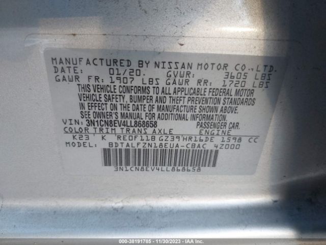 Photo 8 VIN: 3N1CN8EV4LL868658 - NISSAN VERSA 