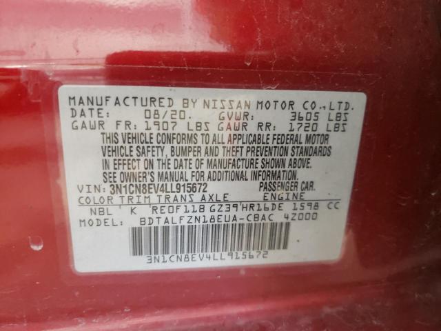 Photo 9 VIN: 3N1CN8EV4LL915672 - NISSAN VERSA SV 