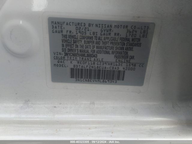 Photo 8 VIN: 3N1CN8EV4ML869343 - NISSAN VERSA 