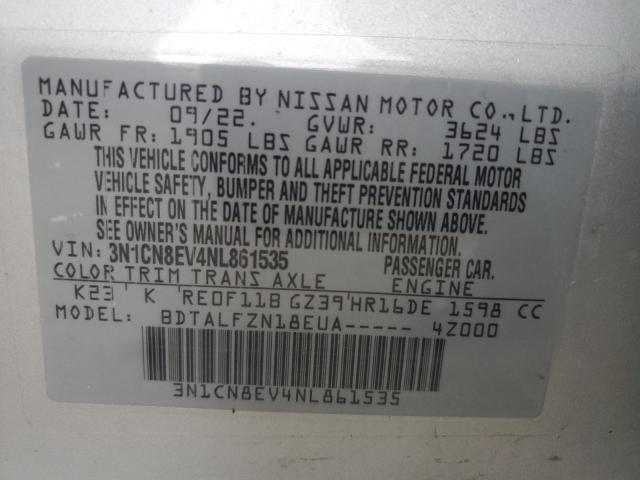 Photo 12 VIN: 3N1CN8EV4NL861535 - NISSAN VERSA SV 