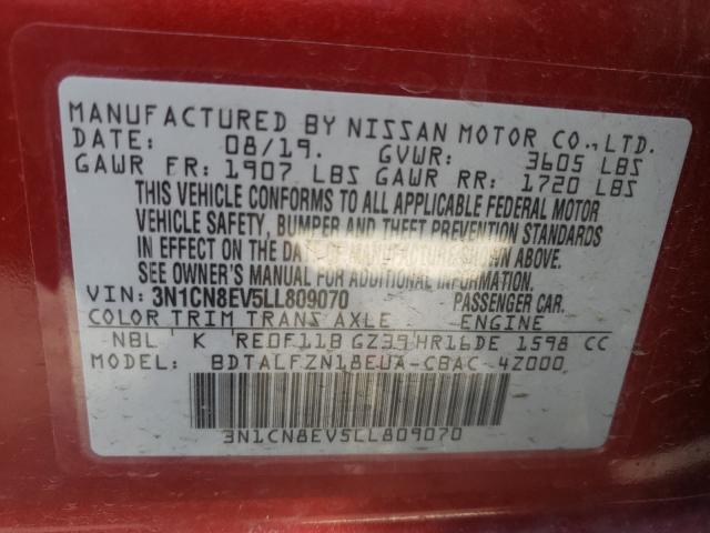 Photo 9 VIN: 3N1CN8EV5LL809070 - NISSAN VERSA SV 