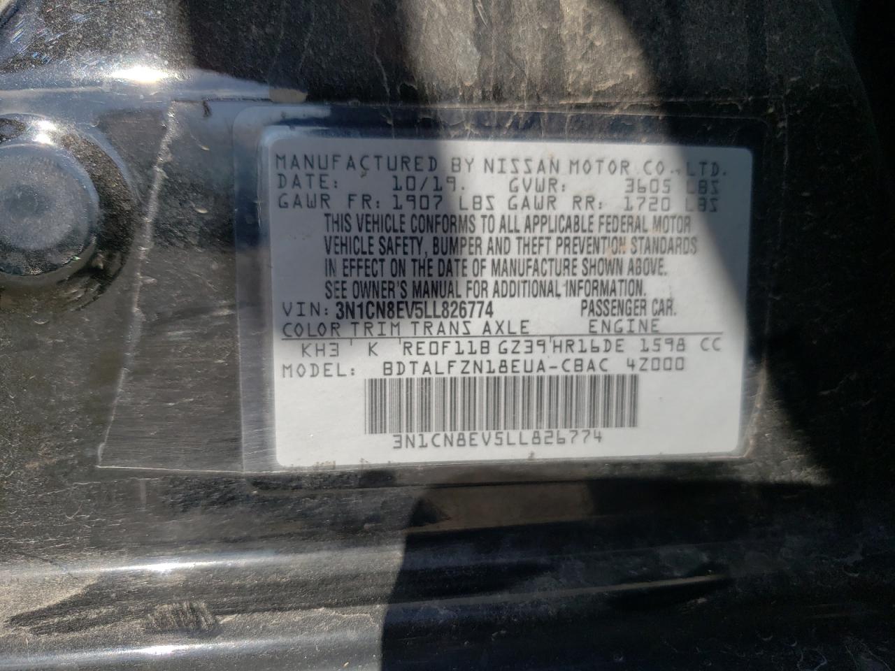 Photo 11 VIN: 3N1CN8EV5LL826774 - NISSAN VERSA 