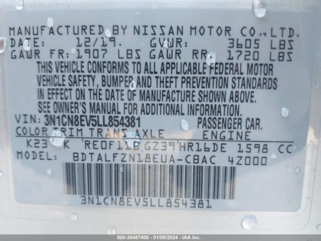 Photo 8 VIN: 3N1CN8EV5LL854381 - NISSAN VERSA 