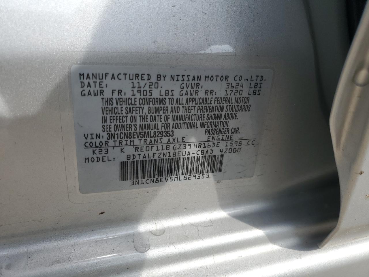 Photo 11 VIN: 3N1CN8EV5ML829353 - NISSAN VERSA 