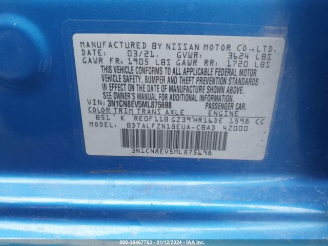 Photo 8 VIN: 3N1CN8EV5ML875698 - NISSAN VERSA 