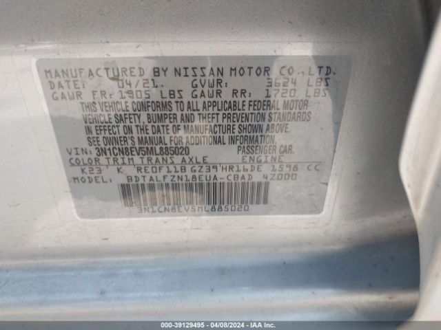 Photo 8 VIN: 3N1CN8EV5ML885020 - NISSAN VERSA 