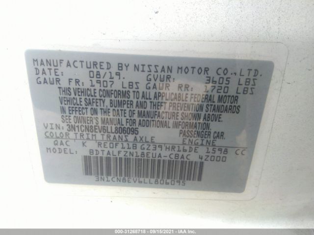 Photo 8 VIN: 3N1CN8EV6LL806095 - NISSAN VERSA 