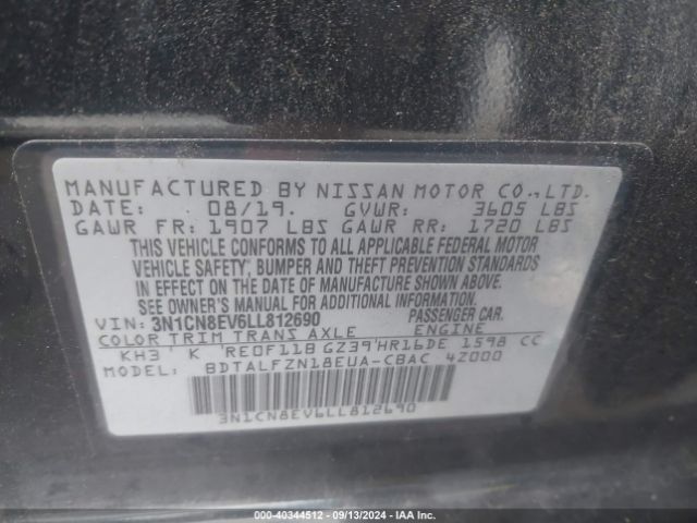 Photo 8 VIN: 3N1CN8EV6LL812690 - NISSAN VERSA 