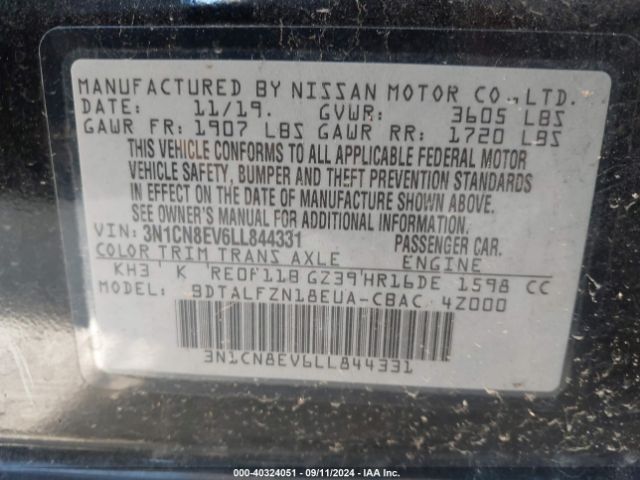 Photo 8 VIN: 3N1CN8EV6LL844331 - NISSAN VERSA 