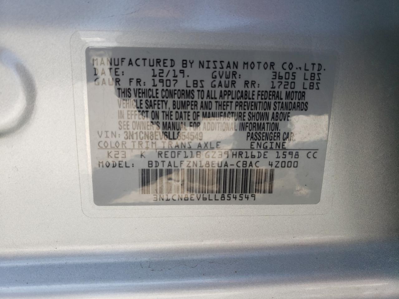 Photo 11 VIN: 3N1CN8EV6LL854549 - NISSAN VERSA 