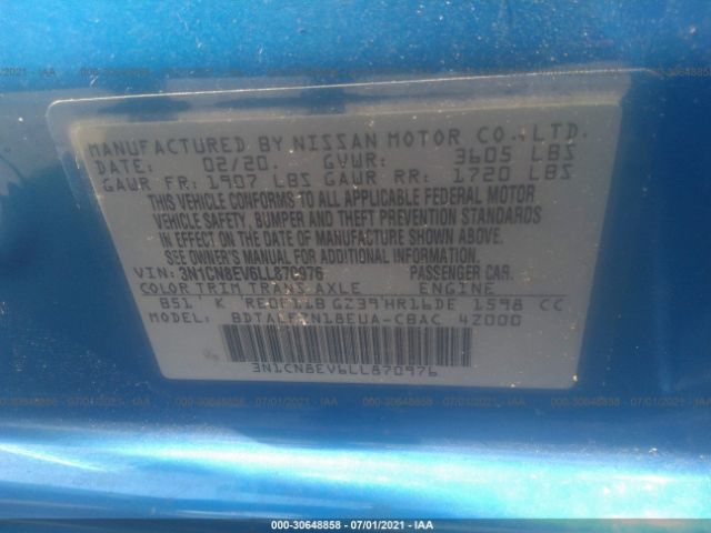 Photo 8 VIN: 3N1CN8EV6LL870976 - NISSAN VERSA 