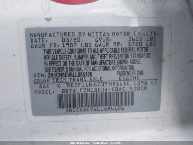 Photo 8 VIN: 3N1CN8EV6LL886126 - NISSAN VERSA 