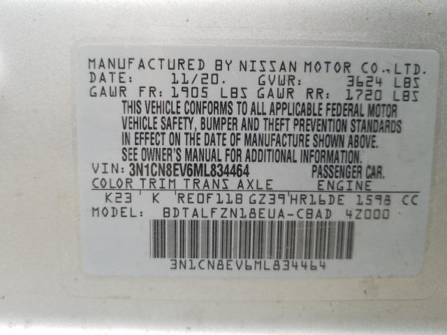 Photo 9 VIN: 3N1CN8EV6ML834464 - NISSAN VERSA SV 