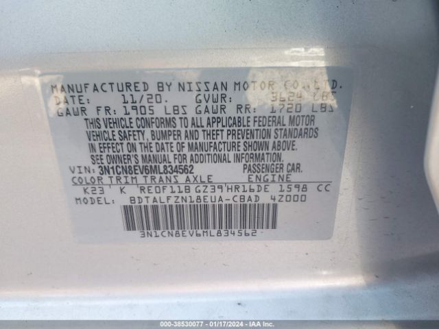 Photo 8 VIN: 3N1CN8EV6ML834562 - NISSAN VERSA 