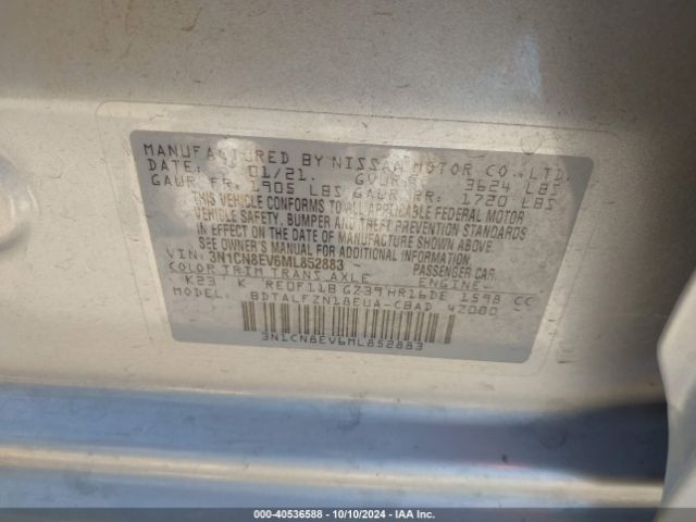 Photo 8 VIN: 3N1CN8EV6ML852883 - NISSAN VERSA 