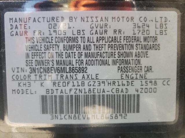 Photo 9 VIN: 3N1CN8EV6ML865892 - NISSAN VERSA SV 